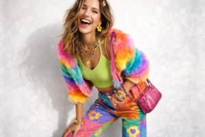 femme portant une tenue concept dopamine dressing