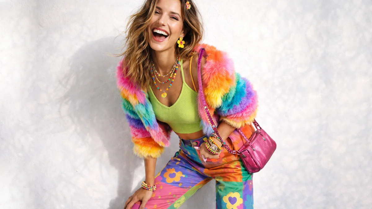 femme portant une tenue concept dopamine dressing