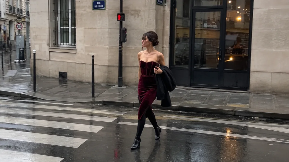robe bustier et bottines en hiver